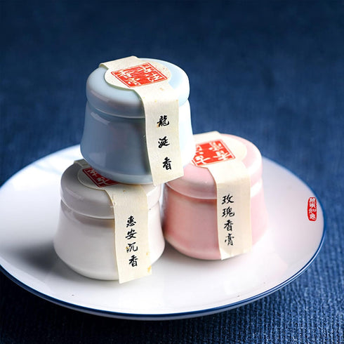 3PCS Solid Balm Sets Solid Perfume Portable Pocket Ceramic Jar Balm Perfume Perfect for Travel Use Natural Rose Ambergris Ebony Fragrance Perfume ...