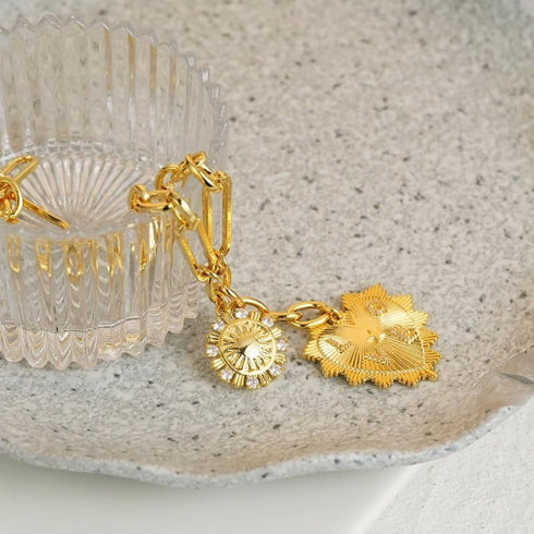 Heart Necklaces for Women, 18K Gold plated Sun Pendant Necklace Chunky Gold Heart Chain Aesthetic Jewelry Accessories...