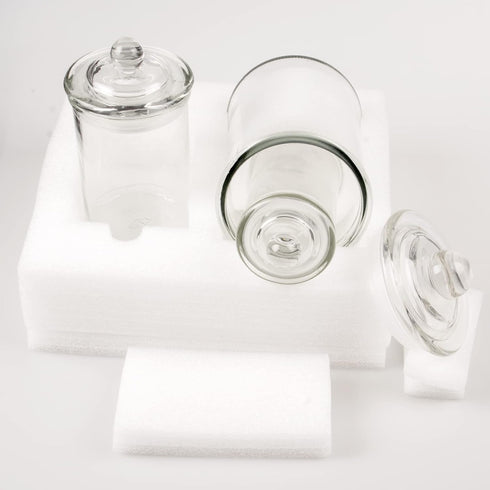 Mini Glass Apothecary Jars, Bathroom Storage Organizer Canisters for Cotton Swabs, Cotton Balls, Makeup Sponges, Bath Salts, Hair Ties, Makeup - S...