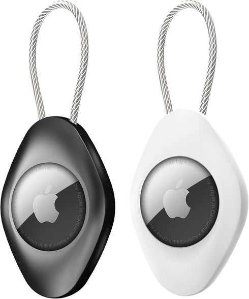 Compatible with Apple AirTag Holder with Wire Cable, Waterproof Air Tag Lock Case Keychain Secure Holder for Key Keyring Backpacks Luggage Pet, Bl...