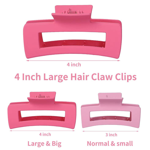 Sisiaipu 4.1 Inch Large Hair Claw Clips 12 Pcs Big Claw Clips for Thick Hair Square Hair Clips Jumbo Jaw Clips Bulk Hair Accessories for women and...