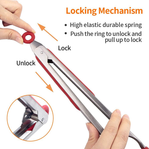 Webake Kitchen Tongs Set of 2 Silicone Tongs in Pinch Test Grade, 12 Inch Salad Tongs Cooking Tongs with Silicone Tips IP Accessories, Metal Tongs...