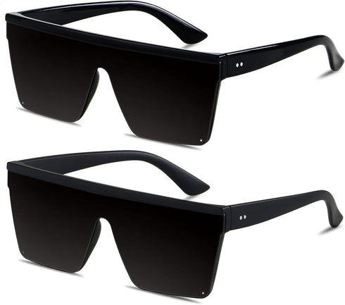 LYZOIT Square Oversized Sunglasses for Women Men Big Flat Top Fashion Shield Large UV Protection Rimless Shades...