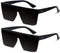 LYZOIT Square Oversized Sunglasses for Women Men Big Flat Top Fashion Shield Large UV Protection Rimless Shades...