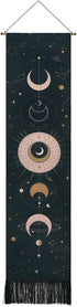 Lyacmy Moon Phase Wall Hanging Art - Bohemian Tapestry for Room (Black, 12.8 x 51.2 inches)...