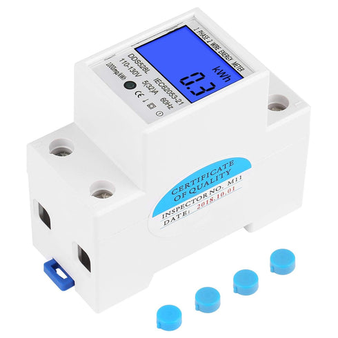 Single Phase Energy Meter Electric Meter LCD KWH Meter 110-130V 5-32A 60Hz Single Phase DIN-rail KWH Meter Power Meter Backlight Electricity Power...