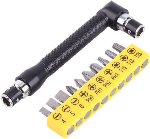 L Shape 1 4 Inch Hex Socket Wrench, Double Head Socket Wrench Set Extension Handle Screwdriver with Various Screwdriver Bits Hand Tool...