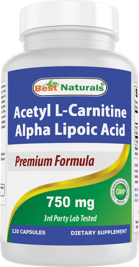 Best Naturals Acetyl L-Carnitine and Alpha Lipoic Acid 750 mg 120 Capsules...