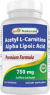 Best Naturals Acetyl L-Carnitine and Alpha Lipoic Acid 750 mg 120 Capsules...