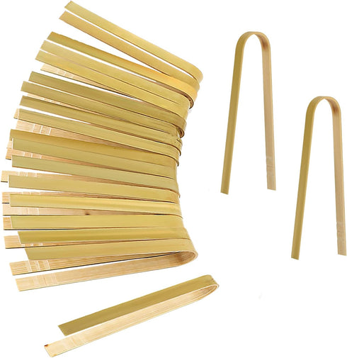 LUTER 20pcs 5.9inch Wooden Tongs, Disposable Cooking Utensils Mini Bamboo Tongs Natural Toast Tong for Cooking Picking up...
