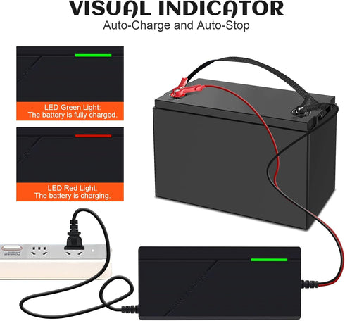 14.6V 3A LiFePO4 Battery Charger, Smart Battery Charger for 12.8V Lithium Iron Phosphate Battery, Trickle Charger Battery Maintainer, Built-in Saf...
