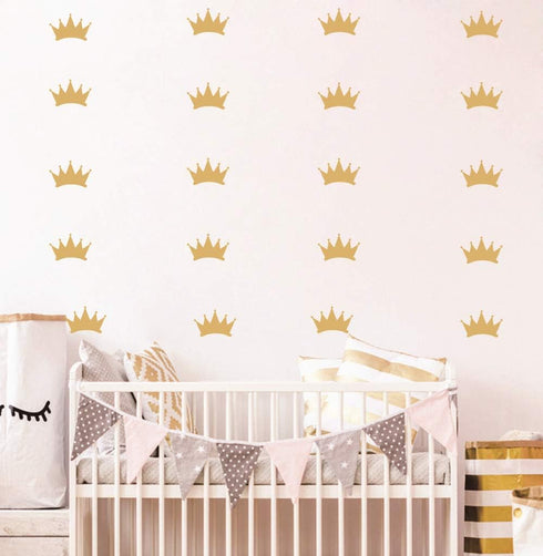 48 pcs Princess Crown Wall Stickers – Vinyl Art for Girl’s Room, Nursery Room, Baby Bedroom Decor, Removable Wall Mural for Kids, Little Princess ...