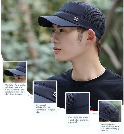 Men's Mesh Army Hat Outdoor Quickly Dry Baseball Cap Cadet Hat Military Breathable Combat Fishing Flat Adjustable Cap - Spring/Summer Casual Sun C...