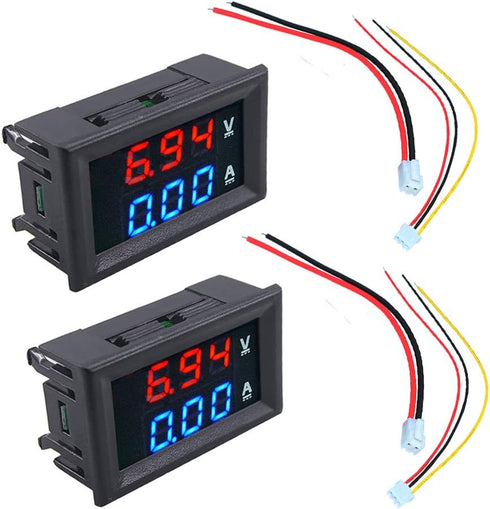 HiLetgo 2pcs 0.28" Digital Voltmeter Ammeter DC 100V 10A Amp Voltage Current Meter Tester 0.28 Inch 3 Bits Blue + Red Dual LED Display Panel with ...