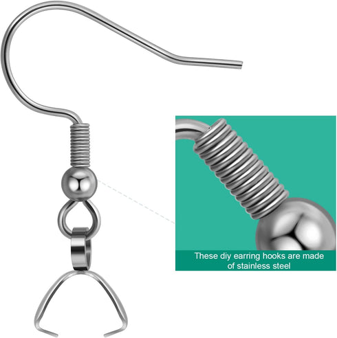 Earring Hooks 50PCS/25Pairs, Stainless Steel Ear Wires Fish Hooks, Hypo-allergenic Jewelry Findings Parts for DIY Jewelry Making...