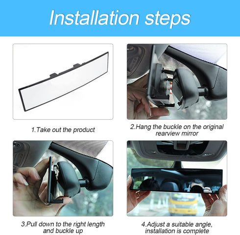 Car Rearview Mirrors, Interior Clip-on Panoramic Rear View Mirror for Car, Wide Viewing Range, 12 inch HD Universal Use for Cars, SUVs, Trucks, Ve...