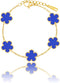 14K Gold Plated Dainty Four Leaf Clover Dot Bracelets for Women Lucky Flower Jewelry...