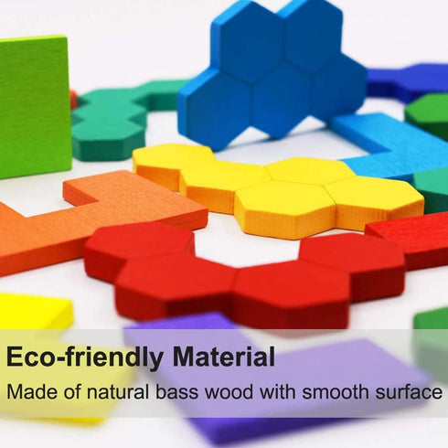 2 Pack Wooden Russian Blocks Puzzle + Hexagon Puzzles for Kids & Adults, Wooden Block Puzzle Intelligence Brain Teasers Toy Logic Game STEM Educat...