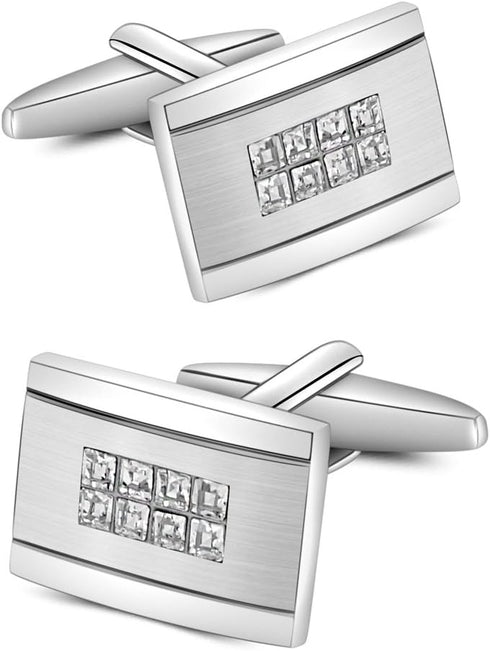 Mr.Van Swarovski Crystal Cufflinks Rectangle Cuff Links Set for Men Wedding Party...