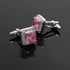 Rose Pink Crystal Cufflinks Silver tone Crystal Gem stone Cuff links YW20P...