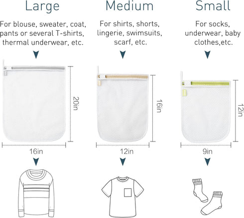 Mesh Laundry Bags, Washing Machine Wash Bags, Reusable and Durable Mesh Wash Bags for Delicates Blouse, Hosiery, Underwear, Bra, Lingerie Baby Clo...