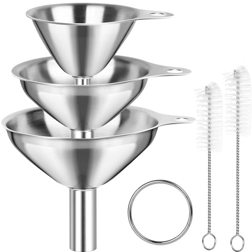 Kitchen Funnels for Filling Bottles, YGDZ 3pcs Small/Medium/Large Food Grade Stainless Steel Metal Kitchen Funnels Set for Essential Oil Spices Li...