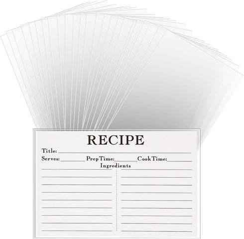 100PCS Recipe Card Protectors,4x6 Waterproof Clear Recipe Card Covers,Plastic Sleeves for Recipe Card,Protect Your Recipes from Kitchen Messes...