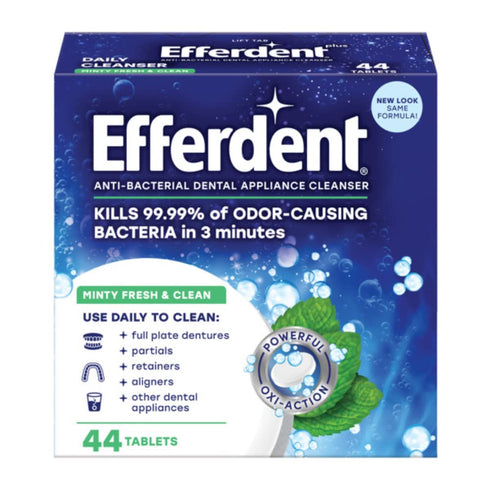 Efferdent Retainer Cleaning Tablets, Denture Cleaning Tablets for Dental Appliances, Minty Fresh & Clean, 44 Count (Pack of 2)...