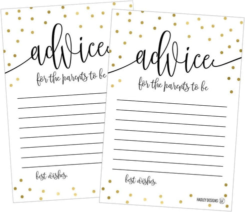 Hadley Designs 25 Gold New Mommy or Parent Advice Cards, Activities Ideas, Wisdom Message for Parent To Be, Boy Girl Co-Ed Couples Gender Reveal, ...