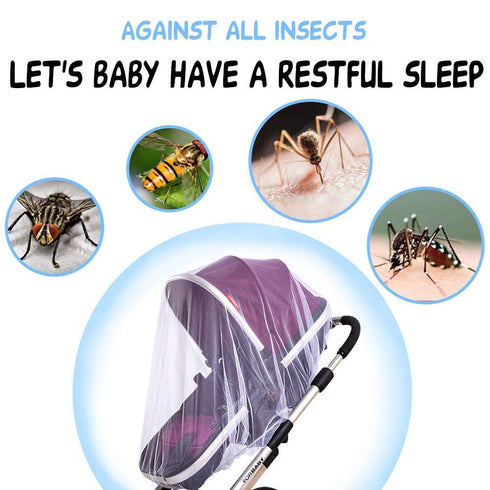 Durable Baby Stroller Mosquito Net (2 Pack) - Perfect Bug Net for Strollers, Bassinets, Cradles, Playards, Pack N Plays and Portable Mini Crib (Bl...