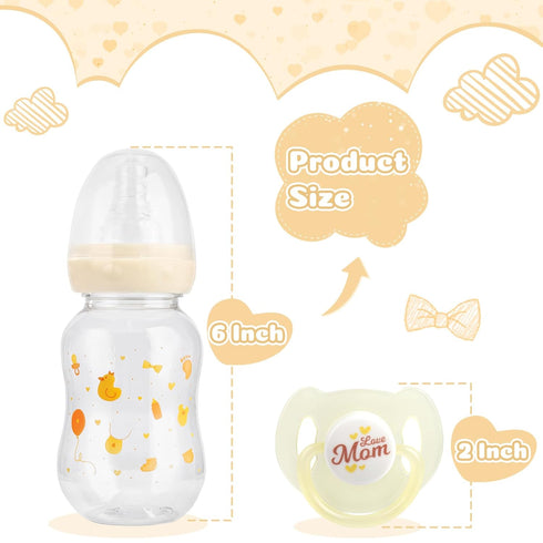 JIZHI Reborn Baby Doll Bottle and Magnetic Pacifier Set, Baby Doll Accessories for Reborn Baby Dolls, Pretend Play Feeding Toy Kids Gift (Yellow)...