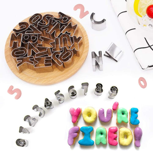 37 Pcs Mini Alphabet and Number Cookie Cutters Set With Storage Case, Stainless Steel Small Mold Tools for Fondant Biscuit, Cake, Fruit, Vegetable...