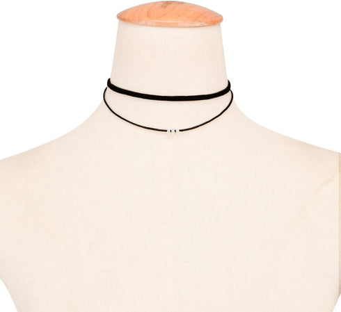 Doubnine Suede Choker Short Layered Necklace Gothic Punk Choker Boho Handmade Women Holiday Jewelry Gift (black)...