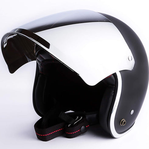 Flip Shield Visor for 3-Snap Motorcycle Half Open Face Helmets (Chrome Mirror)...