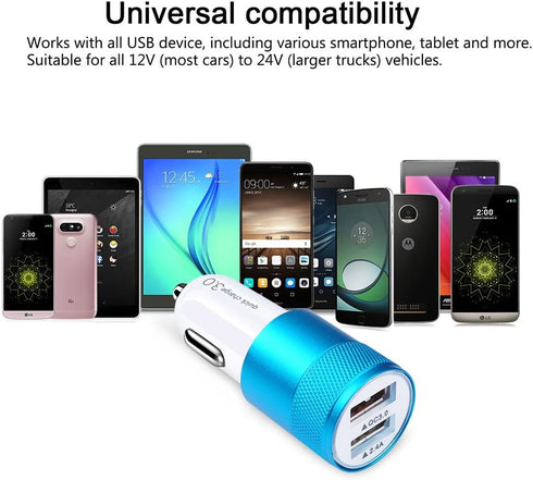 Fast Car Charger, Quick Charging 5.4A/30W Phone USB Car Charger Adapter Rapid Plug 2 Port Cigarette Lighter Charger Flush Compatible Samsung Galax...