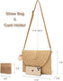 YIKOEE Straw Bag and Card Holder Set for Women Summer Beach Purse Woven Bag With PomPom...