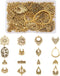 64Pcs Tibetan Antique Gold Chandelier Charms 16 Styles Vintage Filigree Hollow Links Charms with Loops Findings for Dangle Earrings Connector Comp...