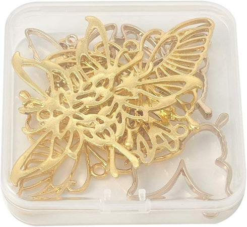 Assorted Style Open Back Bezel Charms Metal Hollow Frame Pendants Pressed Flower Charms for DIY UV Resin Jewelry Making...
