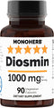 Diosmin 1000 mg - 90 Veg Capsules | 500 mg per Capsule - Serving Size 2 Capsules: 1000 mg - 45 Servings...