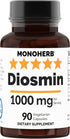 Diosmin 1000 mg - 90 Veg Capsules | 500 mg per Capsule - Serving Size 2 Capsules: 1000 mg - 45 Servings...