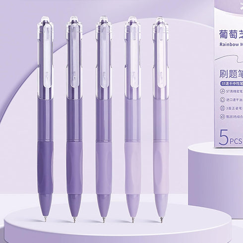 5 Pcs Gel Ink Pens Retractable Pens Purple Pen 0.5mm Black Ink Pen Writing Pens Office School Supplies for Girls Boys Women Men (Purple)...