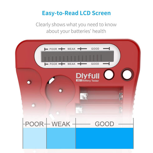 Dlyfull Battery Tester, LCD Display Universal Battery Checker for AA AAA C D 9V CR2032 CR123A CR2 CRV3 2CR5 CRP2 1.5V/3V Button Cell Batteries, 1x...