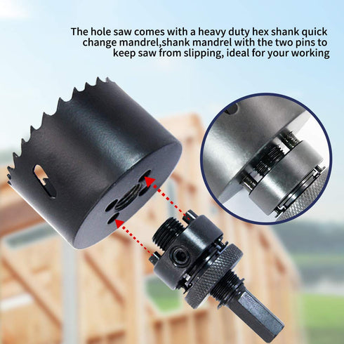 Hole Saw with Heavy Duty Arbor,HSS Annular Hole Saw Cutter Drill Bit for All 1/2 Electric Drills for Wood,Plastic, Drywall and Metal Round Pipe(63...