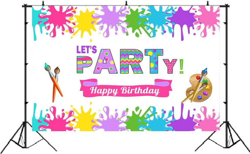 Art Party Theme Birthday Backdrop Let's Paint Background Dress for a Mess Art Graffiti Wall Brush Event Party Decorations Girl Baby Shower Newborn...
