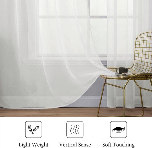 MIULEE 2 Panels Solid Color Sheer Window Curtains Elegant Window Voile Panels/Drapes/Treatment for Bedroom Living Room (54X72 Inches Ivory)...
