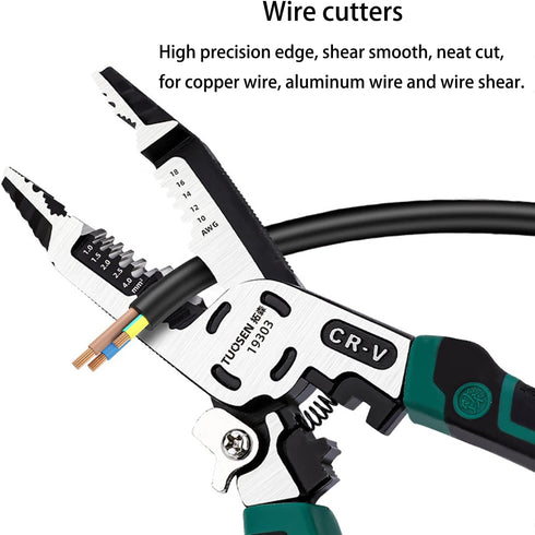 10-in-1 Wire Stripper Pliers, Cable cutters, C-RV Multifunctional Wire Cutter Stripping Tool for Electric Cable Stripping Cutting and Crimping...