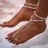 Boho Beaded Foot Chain 2PCS Pearl Anklet Chain Beach Layered Toe Ring Foot Chain for Women...