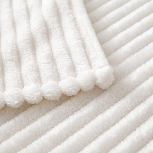 MIULEE Super Soft Baby Throw Blanket with Stripe Pattern for Toddler Newborn Lightweight Fleece Warm Plush Cozy Bed Blanket 30"x40", Cream White...