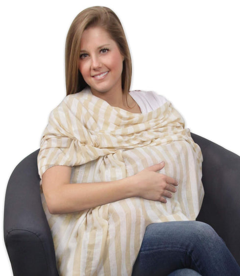 Leachco Luxi Nursing Infinity Scarf, Khaki & Ivory Stripe...