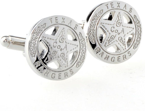 Texas Ranger Badge Star Pair Cufflinks in a Presentation Gift Box & Polishing Cloth...